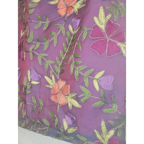 Finity Studio Women's 100% Silk Straight Pencil Skirt Size 6 Embroidered Floral - Picture 4 of 7